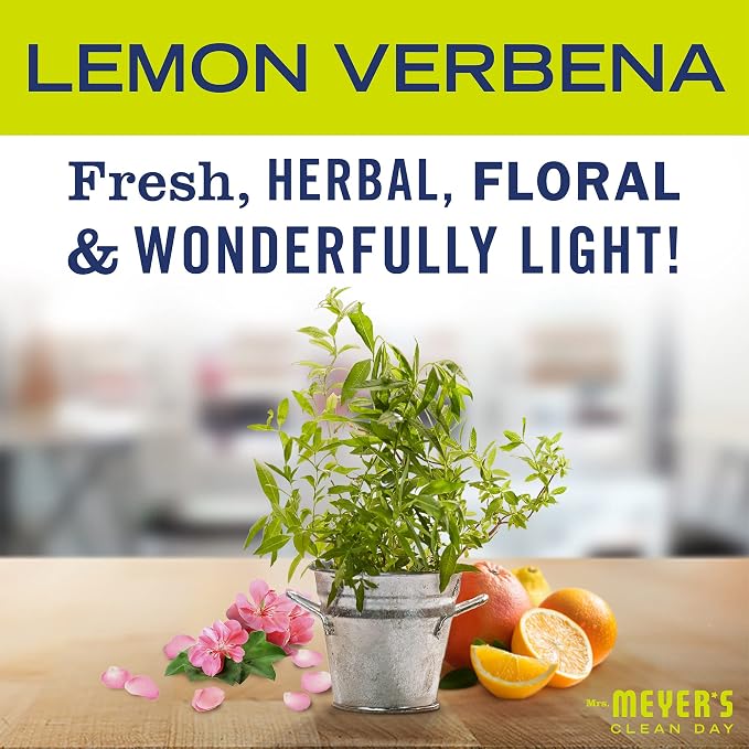 MRS. MEYER'S CLEAN DAY Lemon Verbena Dish Soap (48 Fl Oz) and Hand Soap Refill (33 Fl Oz) Bundle