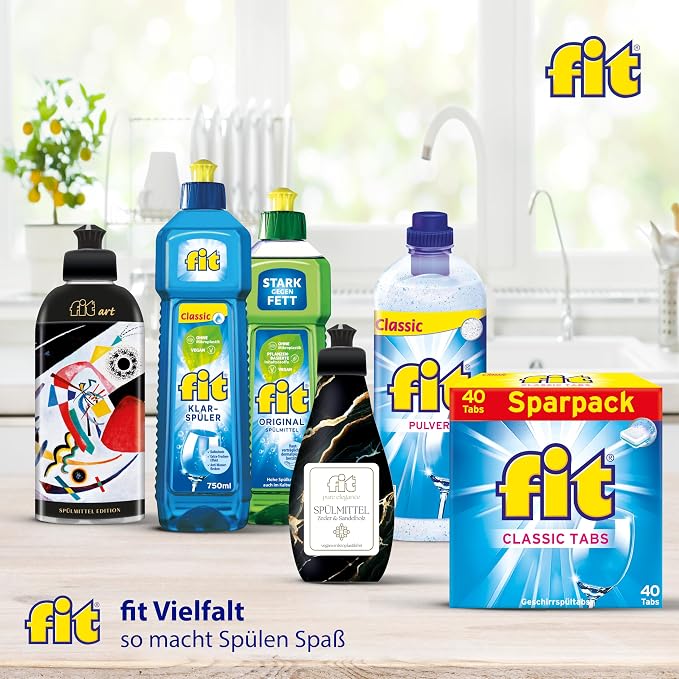 fit Hand Washing Up Liquid 10 L Canister, Dishwasher Detergent Against Grease and Strength, Skin-Friendly, Vegan, Microplastic-Free, Original