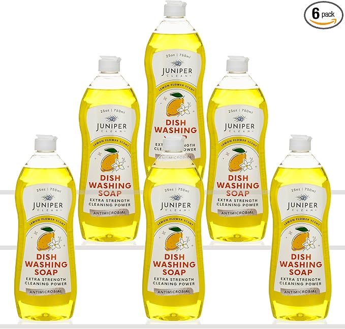 Juniper CLEAN, Dish Soap, Lemon Apple Scent, Liquid Dish Washing Soap Squeeze Bottle 25 Fl Oz (Pack of 6)