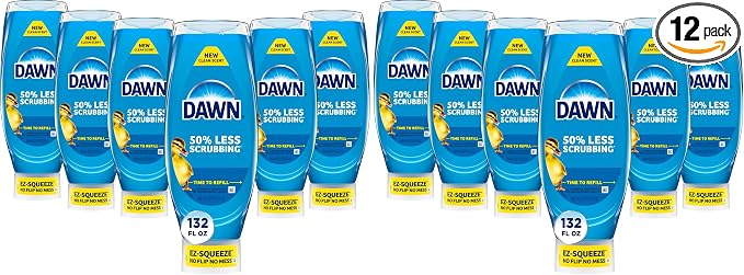 Dawn Ultra EZ-Squeeze Dish Soap Liquid, Dishwashing Liquid, Grease Removal, Upside Down Bottle, Original, 22 Fl Oz Bundle,(Pack of 12)