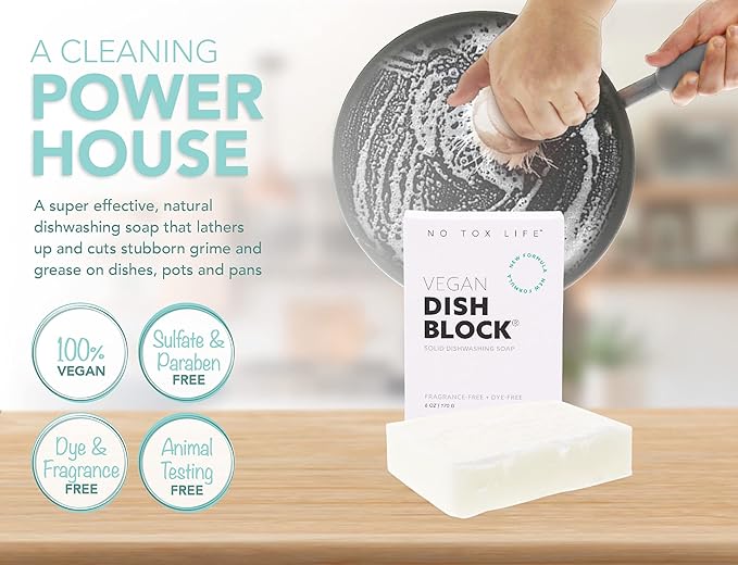 No Tox Life DISH BLOCK - Free of Dyes and Fragrance - Zero Waste Dish Soap