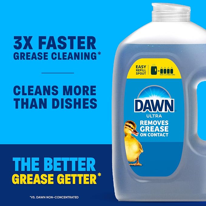 Dawn Ultra Dish Soap Refill Jug, Large Size Original Blue Liquid Dishwashing Detergent, Powerful Dish Soap for Grease, 51.5 oz