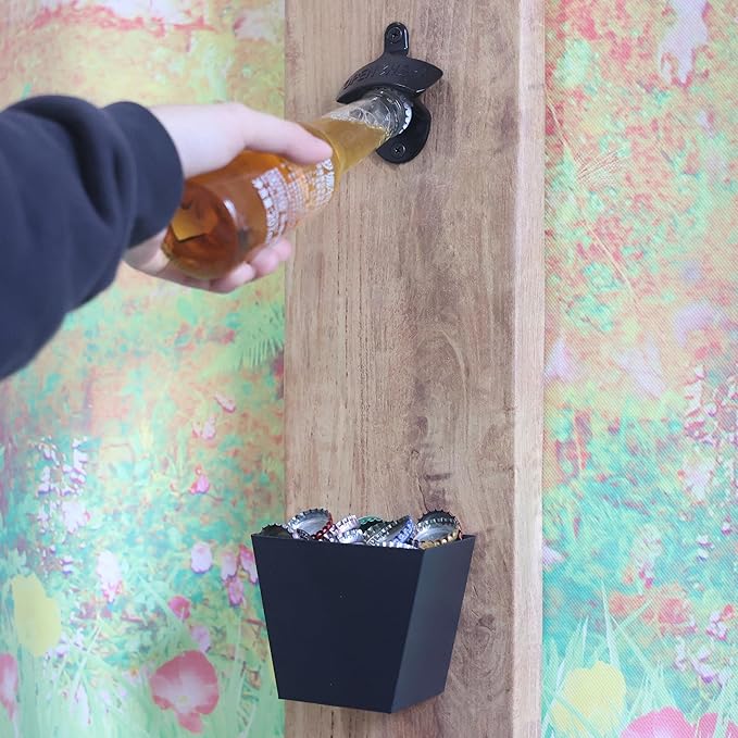 Black Bottle Opener Wall Mounted Rustproof, Vintage Screw in Wall Beer Cap - Image 3