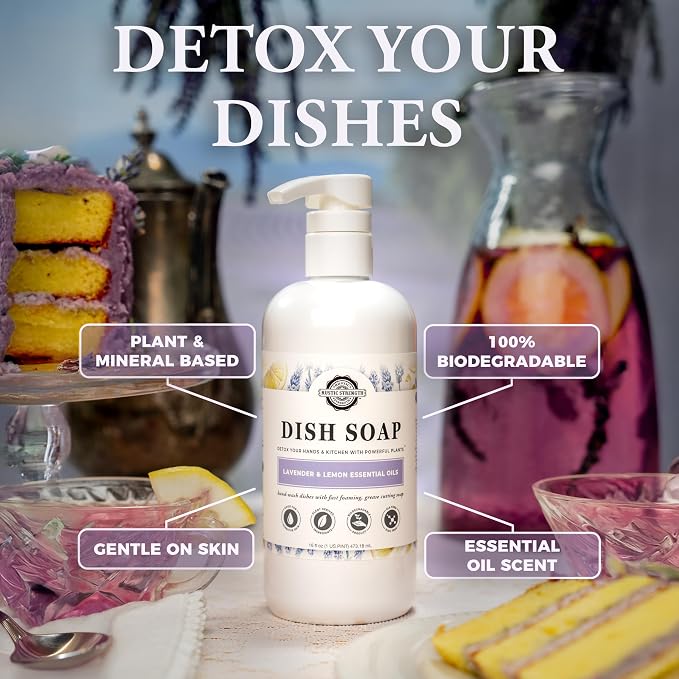 Rustic Strength Lavender and Lemon Dish Soap, Gallon Plastic | Concentrated Formula, For Dishes and Cookware,Helps Lift Grease and Food Residue