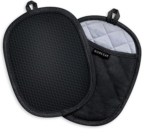2-Pack Silicone Pot Holders for Kitchen Heat Resistant up to 500°F, Non-Slip by Rorecay