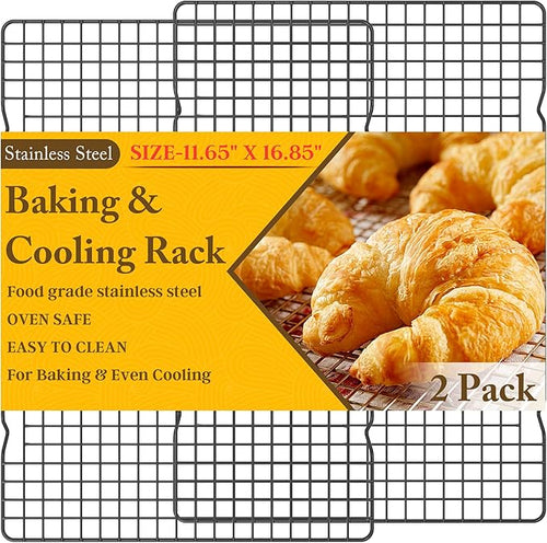 2PCS Cooling Racks for Cooking and Baking -11.65''x16.85''Heavy Duty Stainless by QukakaHomeCare