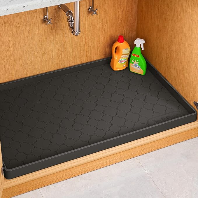 Jin&Bao Waterproof Under Sink Mat 37" x 22", Thick Silicone Mat Cabinet by Jin%26Bao