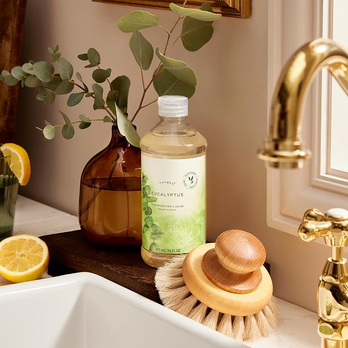 Thymes Dishwashing Liquid Soap - Eco Friendly Dish Soap Liquid for Dish Washing - Kitchen House Essentials (Eucalyptus, 16 fl oz)