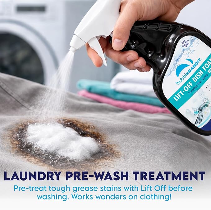 Lift-Off Dish Foam Spray with Enzymes, 22 Fl Oz - Pack of 2 | Grease-Fighting Foaming Dish Spray, Free & Clear Dish Soap Spray for Pre-Spotting Laundry, Citrus Scent