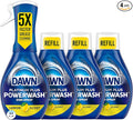Dawn Powerwash Dish Soap Spray + 3 Dishwashing Liquid Refills Lemon, 4*16oz | Instantly breaks down 99% of residue. No water needed. Overnight soak power in minutes. Reusable sprayer.