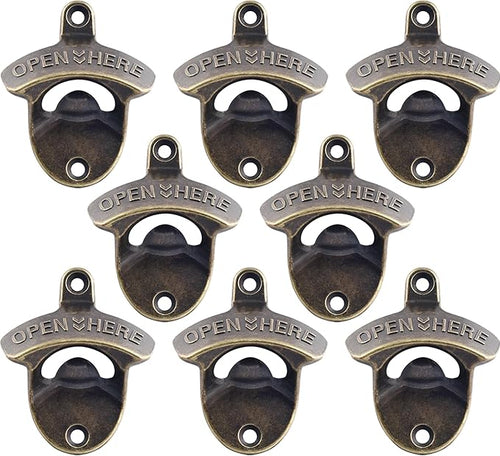 8 PCS Wall Mount Bottle Opener Antique Bronze, Old Fashioned Bulk Beer Bottle by Wallmountedbottleopener