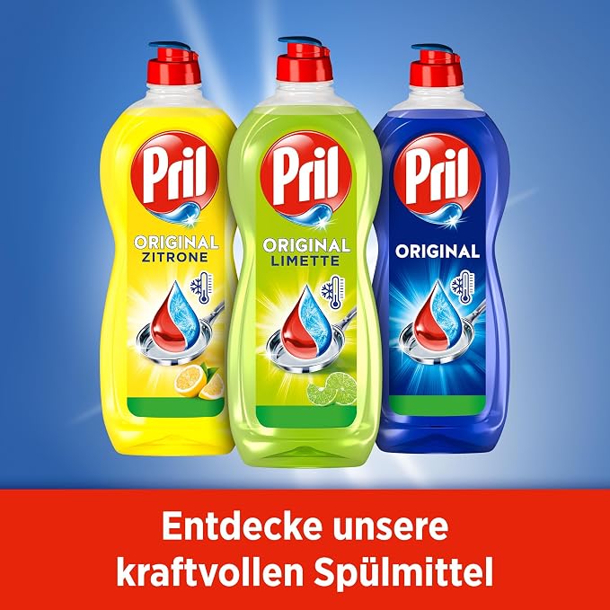 Pril Original Lime (675 ml), Hand Dishwashing Liquid with Highest Degreasing Power, for Clean Dishes, Even in Cold Water, Fresh Lime Fragrance