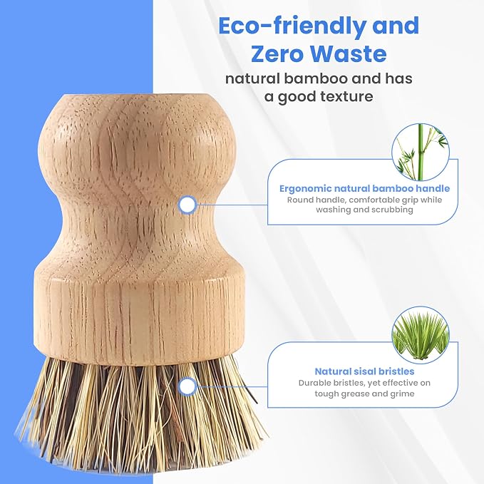 Unscented Dish Soap Liquid Hypoallergenic Cleaning Pack with 1 Natural Sisal Dish Scrub Brush & 2 Unscented Clear Liquid Dishwashing Soap With Biodegradable Formula (3 Items)