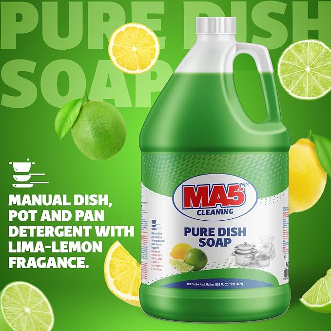 MA5X CLEANING Pure Liquid Dish Soap, 1 Gallon Refill