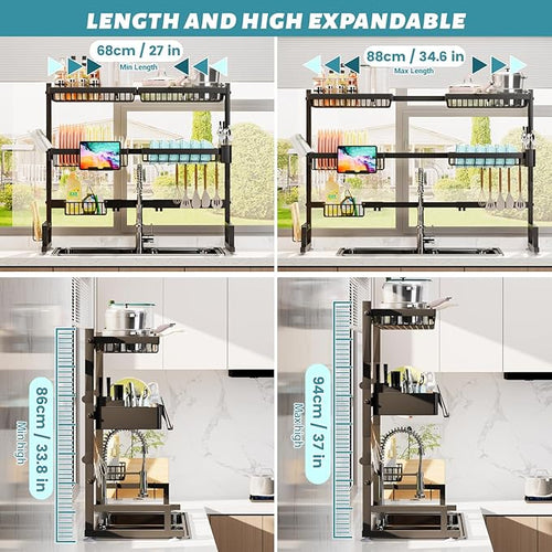 ADBIU Over The Sink Dish Drying Rack Snap-On Design 2 Tier Large Dish Rack) - Image 2