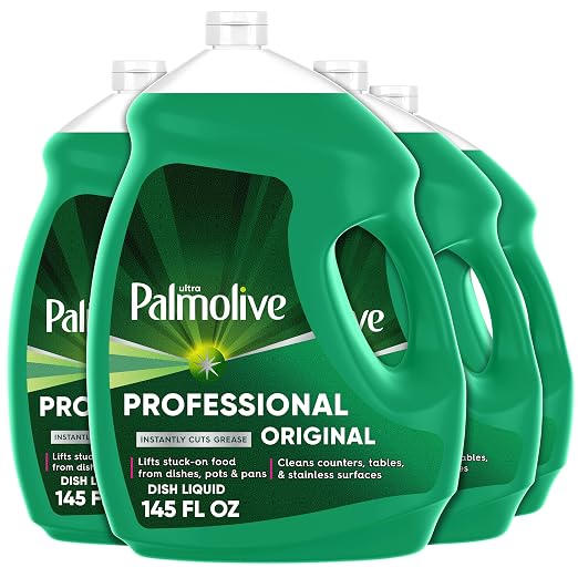 Palmolive Professional Liquid Dish Soap Refill, Original Scent, 145 fl oz | Cuts Grease, Dishwashing Detergent, Paraben-Free, Leaves Dishes Sparkling Clean, Tough on Grease, Soft on Hands