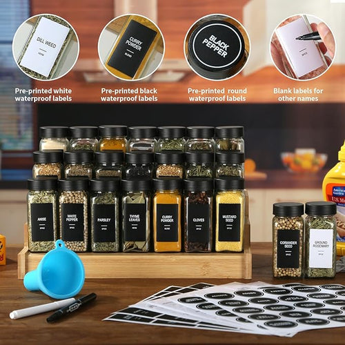 36 Glass Spice Jars with Labels, Spice Jar Set, 4oz Spice Containers, Seasoning - Image 2