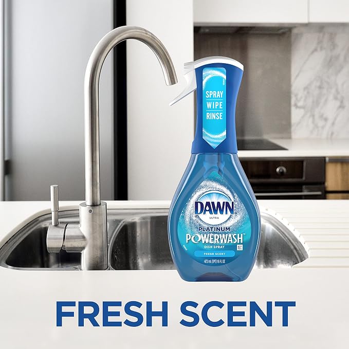 Dawn Powerwash Spray, Dish Soap, Dishwashing Liquid, Fresh, 1 Starter Kit + 3 Refills, 4x16 Fl Oz