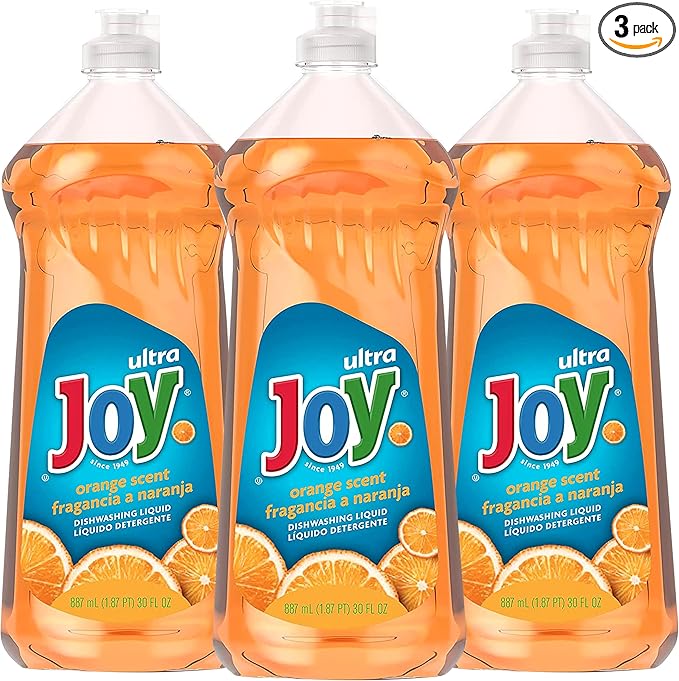 Joy Ultra Orange Dishwashing Liquid Soap, Grease Cutting Powerful Cleaning Agent, Orange Scent, 30 fl oz (Pack of 3)