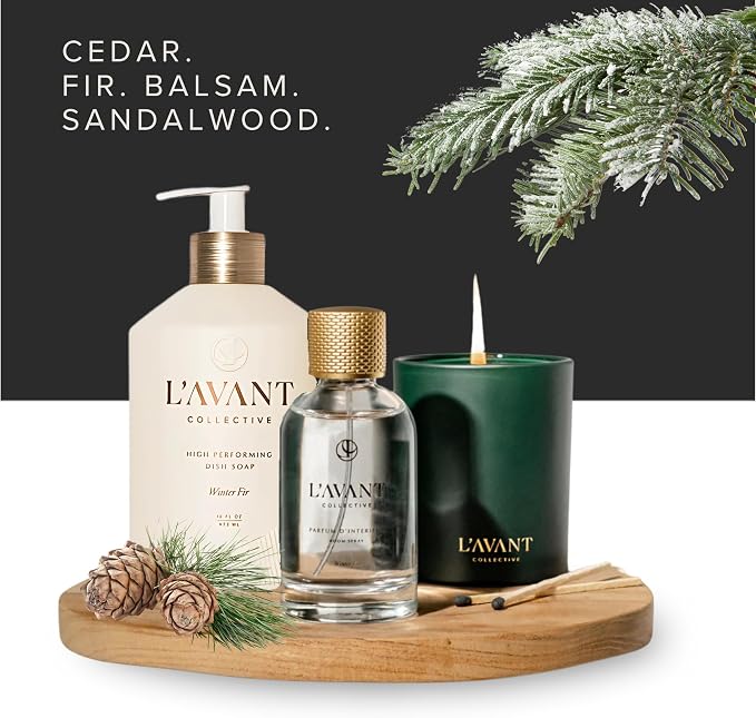 L'AVANT Collective Natural Luxury Dish Soap Refill, Winter Fir, 32 Fl Oz | Plant-based grease-cutting formula, gentle on hands, Winter Fir scent, glass bottle refill, non-toxic, cruelty-free, 32 fl oz