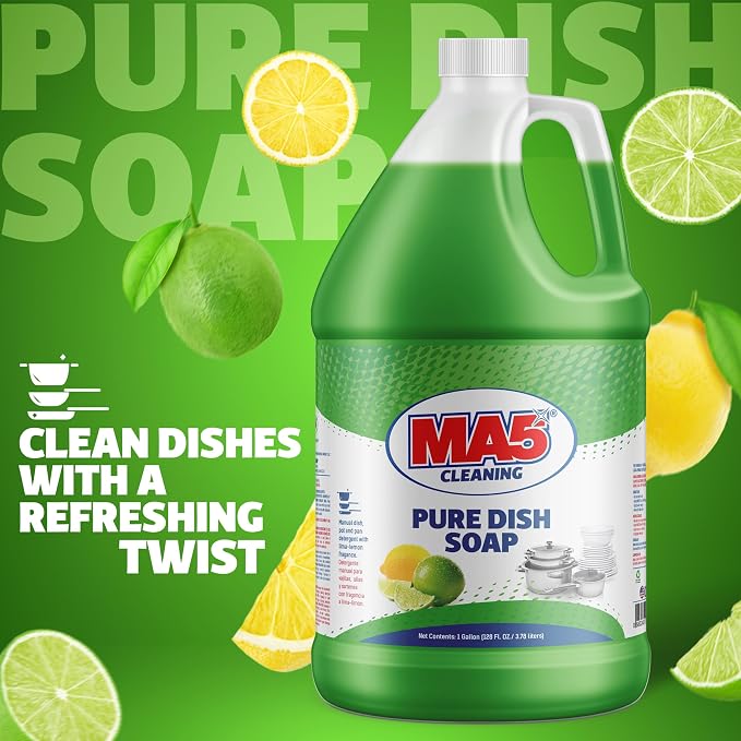 MA5X CLEANING Pure Liquid Dish Soap, 1 Gallon Refill