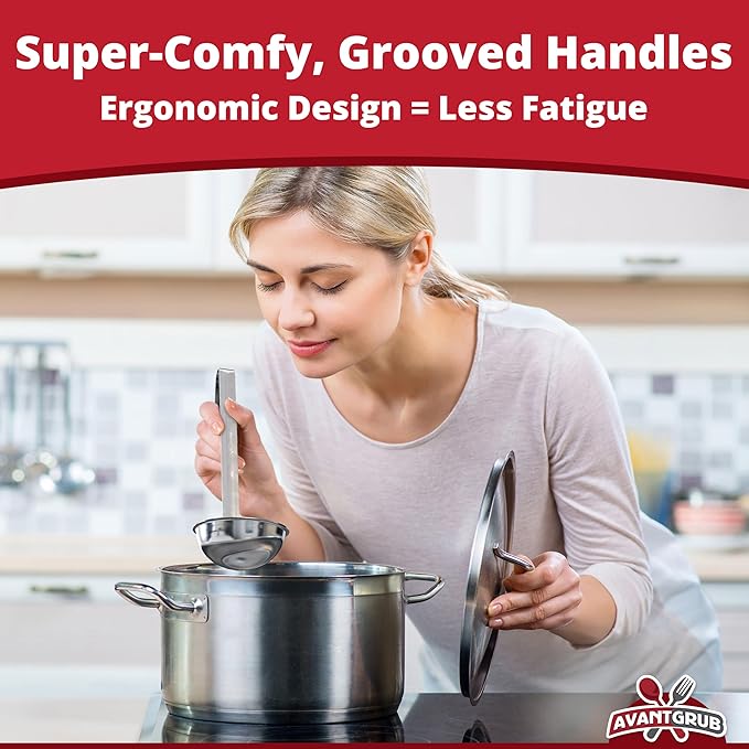 Super Sturdy, Ergonomic 8 Oz. Soup Ladle 1 Pk. Stainless Steel Ladles - Image 5
