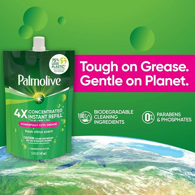 Palmolive 4X Concentrated* Instant Refill Pouches, Fresh Citrus Scent - 5 Fluid Ounce Refills (6 Pack)