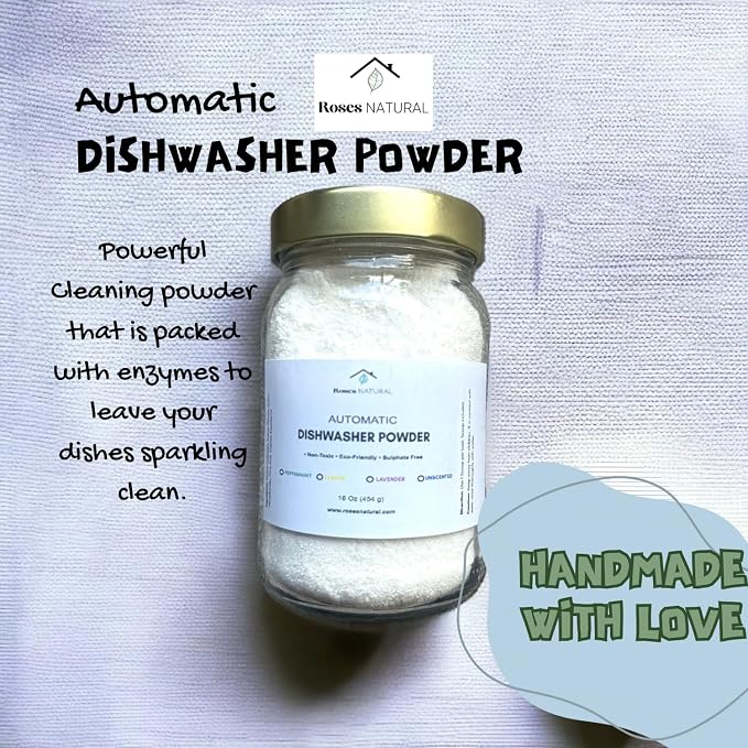 Automatic Dishwasher Powder Powered by Enzymes 16 Oz (Peppermint)