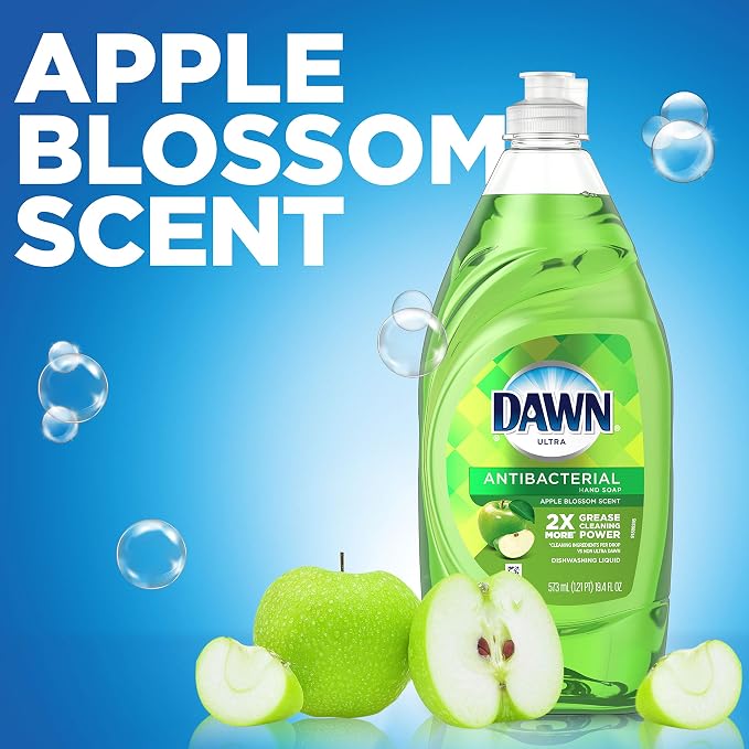 Dawn Ultra Antibacterial Hand Soap Apple Blossom Scent Dishwashing Liquid (2) 28 Ounce Bottles