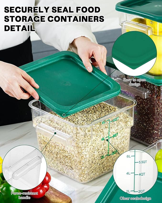 4QT NSF Food Storage Containers: 8 PCS Commercial Clear Food Storage Containers - Image 7