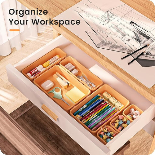 A-LUGEI【】【5 Size】Tool Box Organizer Tray Divider Set, 【Orange】 Desk - Image 2