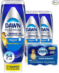 Dawn Dish Soap Squeeze Bottle, EZ-Squeeze Platinum Dish Soap Liquid+Non-Scratch Sponges for Dishes, Fresh Rain, Includes 3x18oz Bottles+2 Sponges