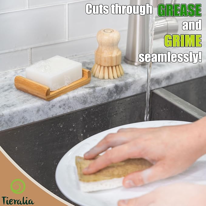 Lemon Dish Soap Bar Pack of 2 – Solid Dish Soap Block, Natural Non Toxic Eco Friendly Plant Based Dishwashing Soap, Biodegradable, Zero Waste, Plastic Free Kitchen Soap (11.28 oz)