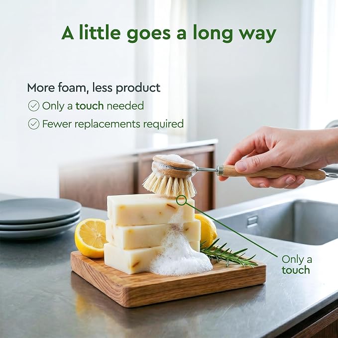 ZeroWastely Natural Dish Soap Bar - Value Pack of 3 Solid Soap Block 16oz - Lemon Scented, Long Lasting, Skin Friendly - Sustainably Made from 100% Organic Ingredients - Plastic Free Dish Soap