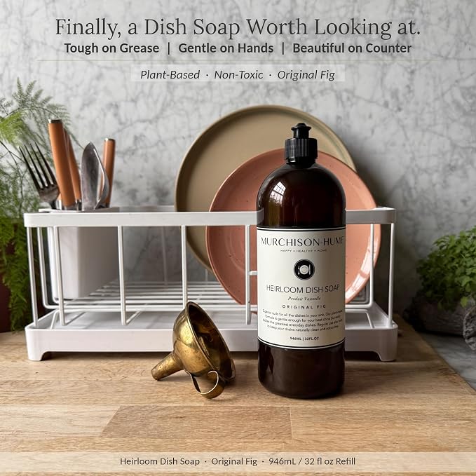 Murchison-Hume Heirloom Dish Soap Refill | Plant-Based Dishwashing Liquid | Cuts Grease | Gentle on Hands | Hypoallergenic | Biodegradable | Safe for Fine China | Original Fig | 32 fl oz
