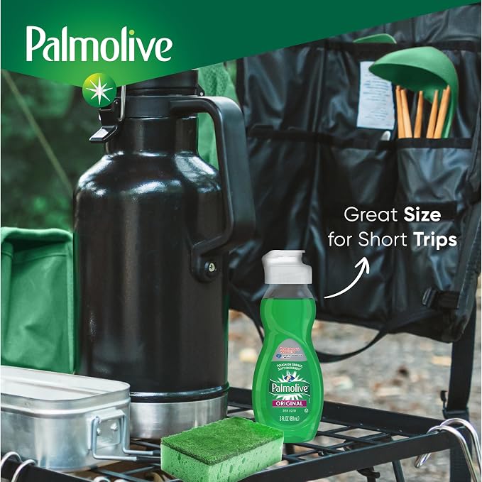 PALMOLIVE Dishwashing Liquid, Travel Dish Soap, Original Scent, Green, 3 Fluid Ounce Bottle (Case of 72) - Total of 216 Fluid Ounces - Dishwashing Liquid - Kitchen Soap & Cleaning Supplies | Cuts Grease, Dishwashing Liquid Detergent, Paraben-Free, Toug...
