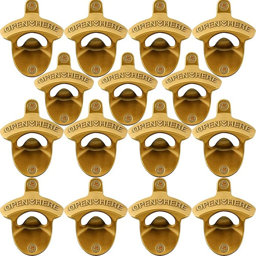 15 PCS Aged Gold Bottle Opener Wall Mounted Beer Cap Opener Mountable Bulk by Wallmountedbottleopener