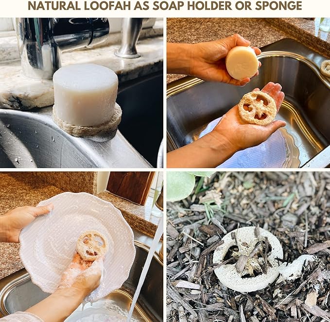 rE: REKURATOR Dishwashing Soap with Loofah Holder – Eco-Friendly, Gentle, Plant-Based Dish Bar , No Artificial Dyes or Fragrance 3pk (Assorted) , 5.1 oz
