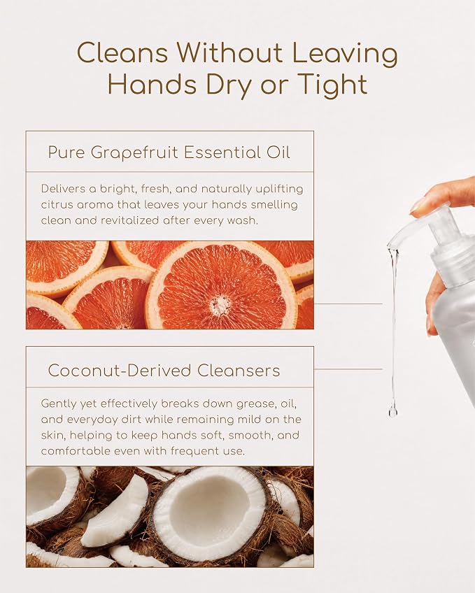 easen Foam Dish Soap Powder Refill, Grapefruit, Reusable Bottle, 7.4 oz | Coconut Oil for Foaming, dissolves fast, rinses clean, no residue, Concentrated Formula