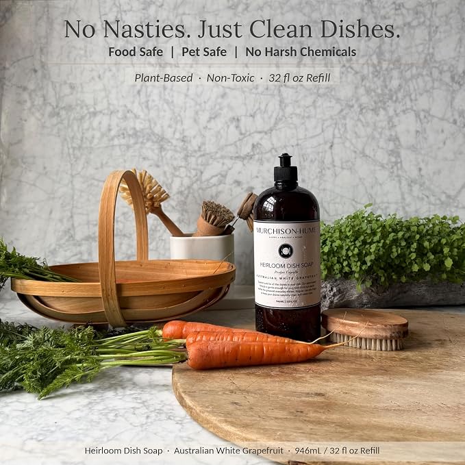 Murchison-Hume Heirloom Dish Soap Refill | Plant-Based Dishwashing Liquid | Tough on Grease | Gentle on Hands | Non-Toxic | Safe for Fine China | Australian White Grapefruit | 32 fl oz