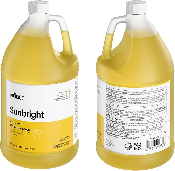 128 oz. / 1 Gallon Lemon Concentrated Liquid Dish Soap - 4/Case