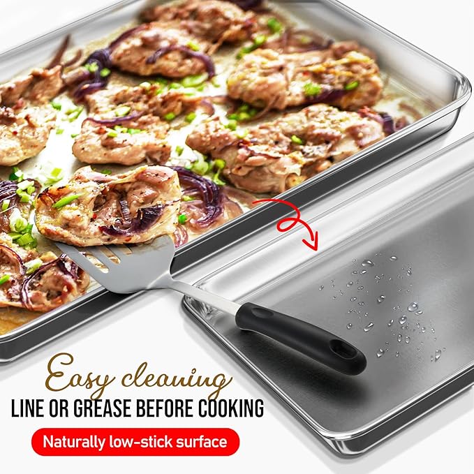 Eatex Aluminum Baking Sheet Set, 4 Pack Cookie Sheet Set, 18” x 13” Steel - Image 4