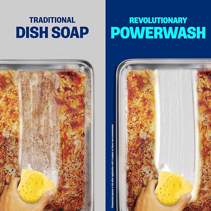 Dawn Powerwash Dish Soap Spray + 3 Dishwashing Liquid Refills Lemon, 4*16oz | Instantly breaks down 99% of residue. No water needed. Overnight soak power in minutes. Reusable sprayer.