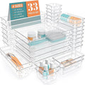 StorMiracle 33 PCS Clear Plastic Drawer Organizers Set, 4 Size Desk Drawer by StorMiracle