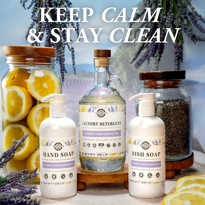 Rustic Strength Lavender and Lemon Dish Soap, Gallon Plastic | Concentrated Formula, For Dishes and Cookware,Helps Lift Grease and Food Residue