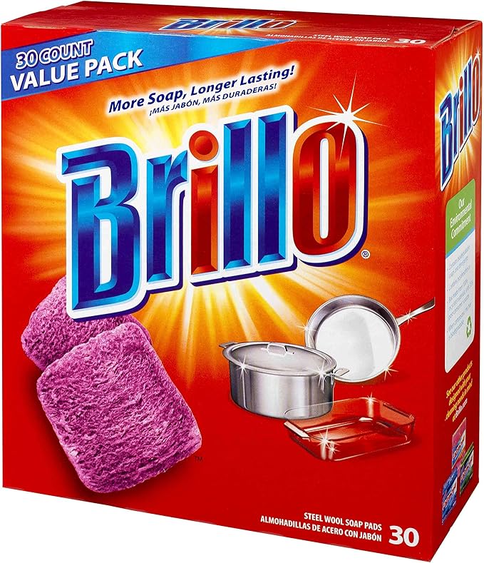 Brillo® Steel Wool Soap Pads Original Scent (Red), 30-Count Jumbo Pack