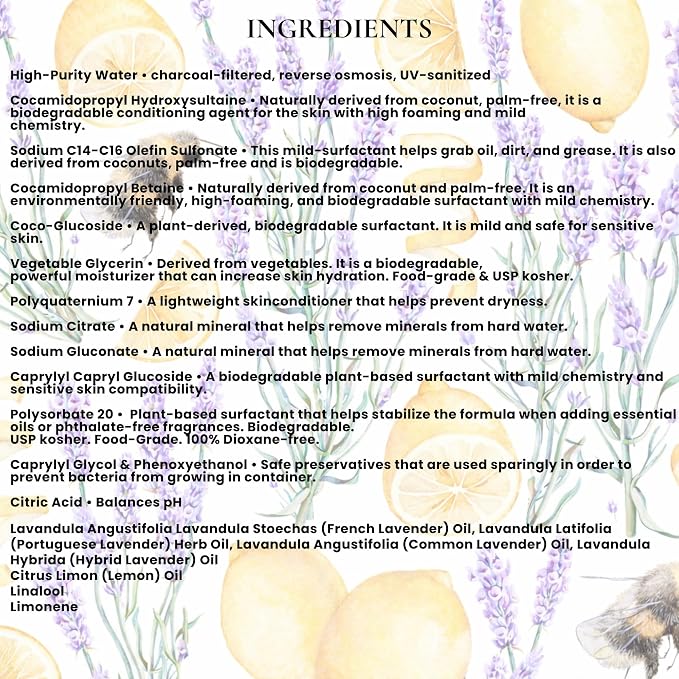 Rustic Strength Lavender and Lemon Dish Soap, Gallon Plastic | Concentrated Formula, For Dishes and Cookware,Helps Lift Grease and Food Residue