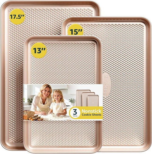 3Pcs Baking Sheet Pan Set, Large Nonstick Cookie Sheets Set, Jelly Roll Pans by SlowSLog